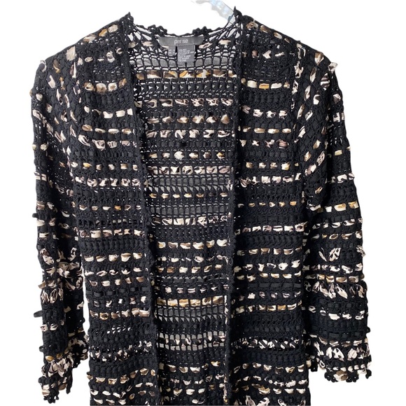 Per Se Ribbon Boucle Woven Open Silk Weave Cardigan Duster Small - Picture 7 of 14